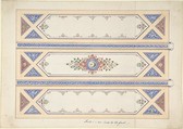 Ceiling Design with Three Panels Divided by Beams, Anonymous, British, 19th century British, Watercolor