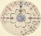 Design for an Oval Ceiling, Anonymous, British, 19th century British, Watercolor, heightened with gold