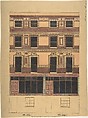 Vertical Section of a Four-Story House with Greek Wall Ornament, Anonymous, British, 19th century British, Watercolor, pen and ink