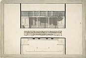 Design for an Orchestra Gallery in an Assembly Room, Plan and Elevation, Anonymous, British, late 18th–early 19th century  British, Pen and ink and watercolor