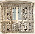 Moorish Wall Elevation, Anonymous, British, 19th century  British, Pen and ink, brush and wash, watercolor