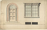 Design for an Exterior Doorway and Window, Anonymous, British, early 19th century  British, Pen and ink, brush and wash, watercolor