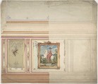 Wall Design including an Equestrienne Portrait, Anonymous, British, 19th century British, Pen and ink and watercolor