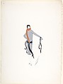 Design for Silver Coat Trimmed in Black Sashes for "Manhattan Mary," Majestic Theater, New York, Erté (Romain de Tirtoff) French, born Russia, Gouache and metallic paint