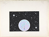 Design for Stage Set, Bead Curtain Moon Surrounded by Stars on Black Ground, for "Manhattan Mary," Majestic Theater, New York, Erté (Romain de Tirtoff) French, born Russia