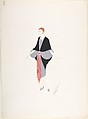Design for "Robe-Manteau du Soir" (Manteau) for "Manhattan Mary," Majestic Theater, New York, Erté (Romain de Tirtoff) French, born Russia, Gouache and metallic paint