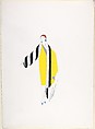 Design for Yellow Coat with One Sleeve and Trim in Black and White Fur for "Manhattan Mary," Majestic Theater, New York, Erté (Romain de Tirtoff)  French, born Russia