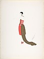 Design for Red Dress with Ladder Back and Gold Train for "Manhattan Mary," Majestic Theater, New York, Erté (Romain de Tirtoff)  French, born Russia
