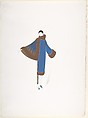 Design for Purple Coat Trimmed in Brown Fur and Gold Tassles for "Manhattan Mary," Majestic Theater, New York, Erté (Romain de Tirtoff)  French, born Russia