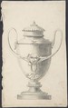 Design for a Lidded Vase with Lion's Head Boss, Anonymous, British, 19th century British, Graphite