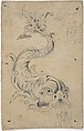 Dolphin Fountain Element, Anonymous, British, 18th century  British, Pen and ink