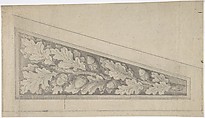 Ornamental Panel with Oak Leaves and Acorns, Anonymous, British, 18th century  British, Pen and ink, brush and wash, on gray paper