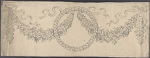 Design for a Frieze with Wreath and Festoons, Anonymous, British, 18th century  British, Pen and ink