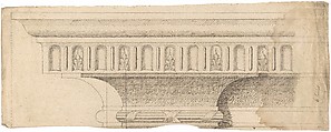 Design for the Upper Part of an Entablature, Anonymous, British, 18th century  British, Pen and ink