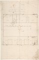 A Plan of the Gallery Floor over Offices, and Two Side Walls, Queens Square, Camden, London, Anonymous, British, late 18th–early 19th century, Pen and ink
