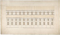 Elevation of a Pseudo-Romanesque Hall or Church, Anonymous, British, 19th century British, Pen and ink, brush and wash