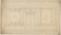 Paneled Music Room with a Door, Anonymous, British, 19th century British, Graphite