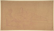 The Nativity, Hippolyte Flandrin (French, Lyons 1809–1864 Rome), Red chalk on tracing paper; lined