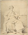 The Sultan, Jean Honoré Fragonard (French, Grasse 1732–1806 Paris), Brush and brown wash (possibly bistre) over black chalk underdrawing