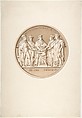 Design for a Medal Commemorating the Treaty of Paris, 1814, Jacques Edouard Gatteaux (French, Paris 1788–1881 Paris), Pen and brown ink, brush and brown wash
