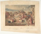 Priam and his Family Mourning the Death of Hector, Etienne Barthélemy Garnier (French, Paris 1759–1849 Paris), Watercolor over graphite. Varnished.