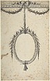 Design for Oval Cartouche, Attributed to Gautier d'Agoty (French), Pen and black and gray ink with brush and gray and rose wash, over graphite