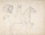 Man on Horseback, and Study of Horse's Head, Théodore Gericault (French, Rouen 1791–1824 Paris), Black chalk