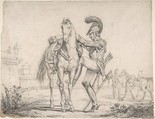 Soldier Mounting a Horse, Attributed to Théodore Gericault (French, Rouen 1791–1824 Paris), Black chalk