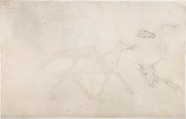 Six studies for Corréard and Savigny in the "Raft of the Medusa", Théodore Gericault (French, Rouen 1791–1824 Paris), Black chalk