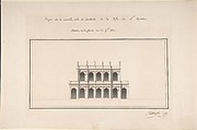 Project for the New Theater at St. Quentin (Aisne) - Elevation, Designed by Emile-Jacques Gilbert (French, 1793–1874), Watercolor over pencil.