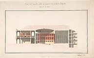 Project for the New Theater at St. Quentin (Aisne) - Section, Designed by Emile-Jacques Gilbert (French, 1793–1874), Watercolor over pencil.