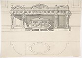 Free Standing Tomb and Canopy, Anonymous, British, 19th century British, Pen and ink, brush and wash