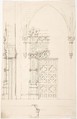 Design for a Gothic Wall and Door, Anonymous, British, 19th century British, Pen and brown ink