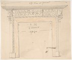 Design for a Fireplace, Anonymous, British, 19th century British, Pen and ink and watercolor