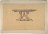 Design for a Gothic Style Table, Anonymous, British, 19th century British, Graphite and watercolor on tracing paper
