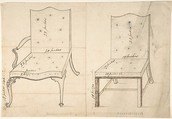 Designs for an Armchair and Side Chair, Anonymous, British, 18th century  British, Pen and ink and graphite