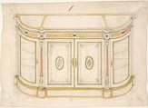 Cabinet Design, Anonymous, British, 19th century British, Pen and ink and watercolor over graphite
