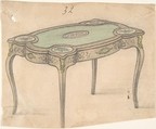 Table Design, Anonymous, British, 19th century British, Pen and ink and watercolor over graphite