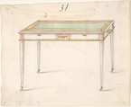 Table Design, Anonymous, British, 19th century British, Pen and ink and watercolor