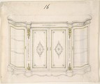Cabinet Design, Anonymous, British, 19th century British, Pen and ink and watercolor
