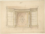 Cabinet Design, Anonymous, British, 19th century British, Pen and ink and watercolor over graphite
