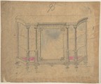 Cabinet Design, Anonymous, British, 19th century British, Graphite and watercolor on tracing paper