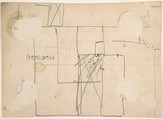 Cabinet Design with Renaissance style Ornament and Red Interior, Anonymous, British, 19th century, Pen and ink and watercolor