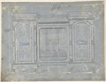 Cabinet Design, Anonymous, British, 19th century British, Pen and ink, watercolor and scratching on gray ground