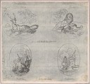 Four Small Allegories, Hubert François Gravelot (French, Paris 1699–1773 Paris), Pen and black ink with graphite