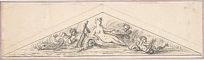 Design for a Box-Front, Hubert François Gravelot (French, Paris 1699–1773 Paris), Pen and black ink with brush and gray wash, over graphite underdrawing