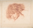 Girl's Head, Manner of Jean-Baptiste Greuze (French, Tournus 1725–1805 Paris), Red chalk
