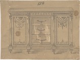 Cabinet Design with Glass Center Door, Anonymous, British, 19th century British, Graphite, watercolor and scratching on beige ground