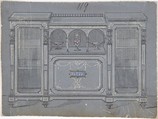 Cabinet Design with a Porcelain Plaque, Anonymous, British, 19th century British, Graphite, watercolor and scratching on gray ground