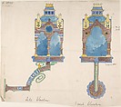 Design for a Church Wall Lantern, Front and Side Elevations, Richardson Ellson & Co., Pen and ink, brush and wash and watercolor